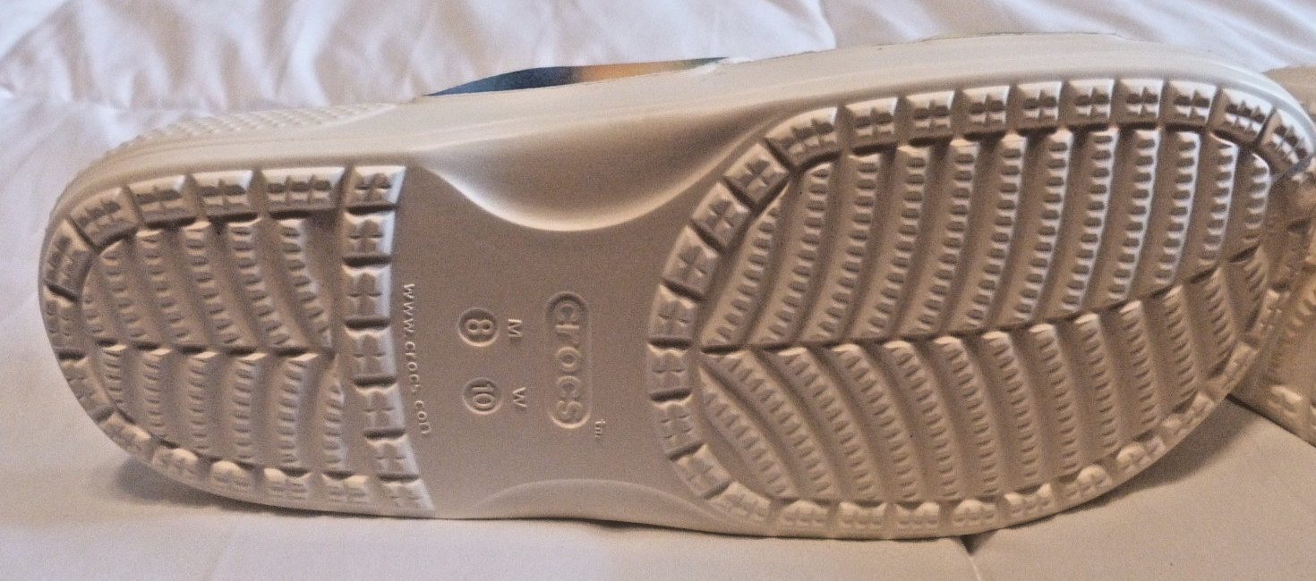White Crocs Classic Solarized Tie Dye Graphic On Upper Two-Strap Sandals