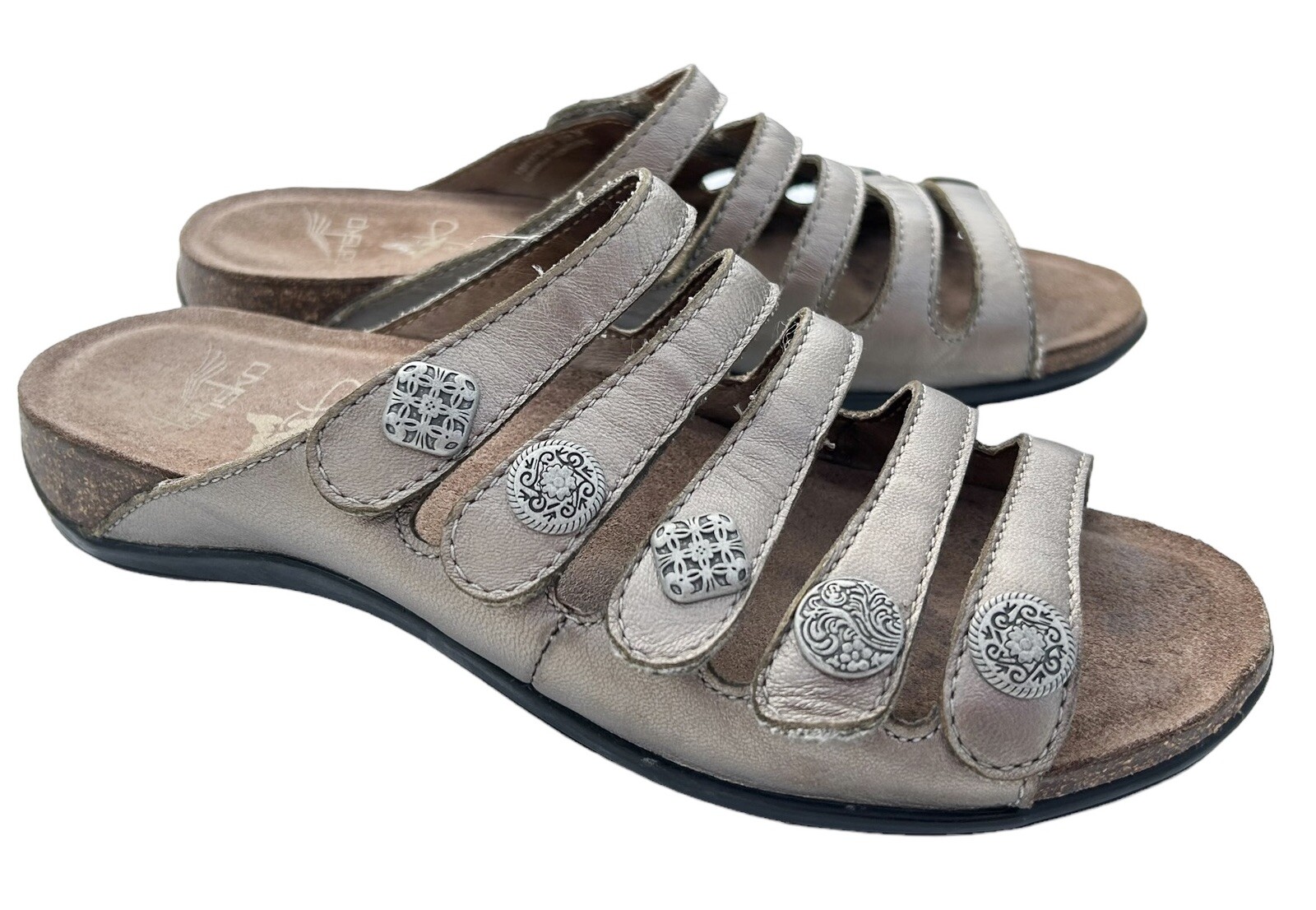 DANSKO Janie Slide Sandals SIZE EU 38 US 7.5 /8 Bronze Metallic Slip On Comfort
