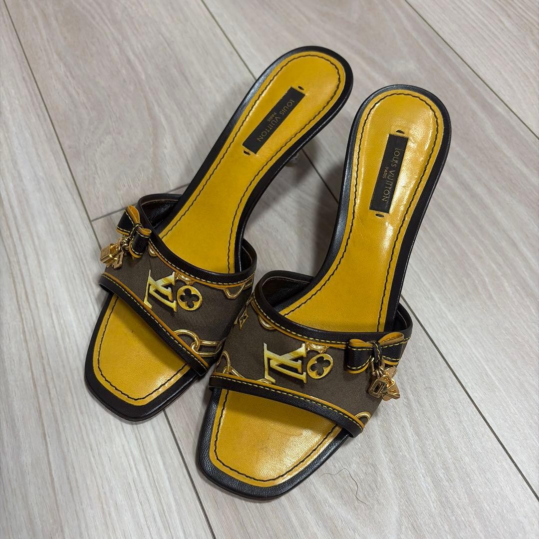 Louis Vuitton Women Espadrille Sandals Brown Denim Red EU 37 US 7 Monogram