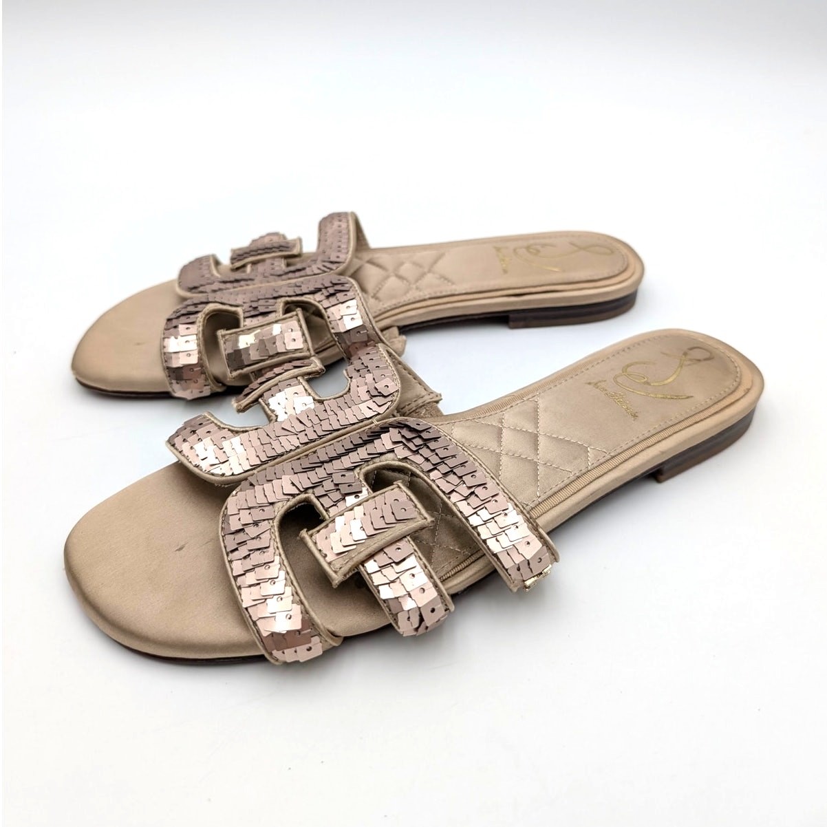 Sam Edelman Bay Glamour Slide Sandals Women’s Molten Gold Size US8M EU38.5
