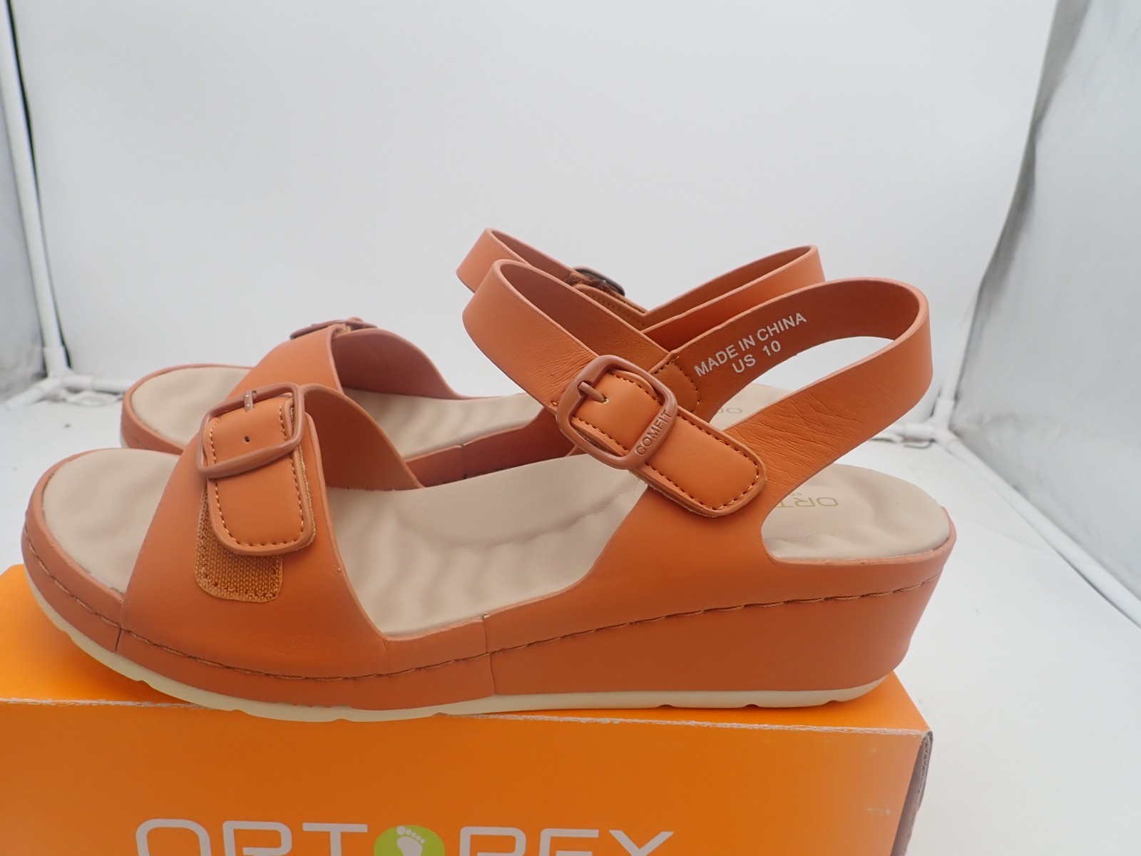 ORTOREX Women Arch Support Wedge Sandals Walking Sandals Size10 Brown