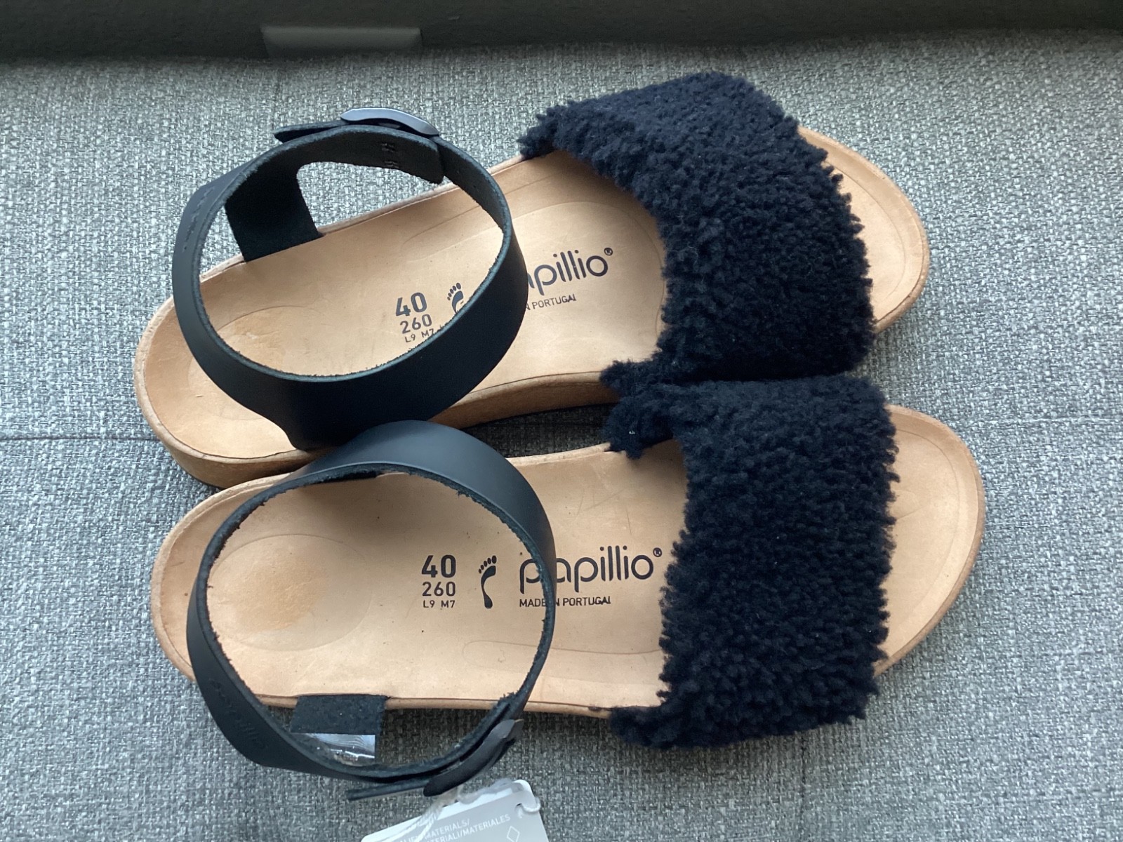 Birkenstock Women’s Papillio Glenda Natural Leather / Shearling Sandal, size 9