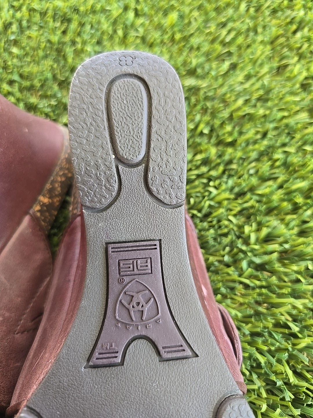 Ariat Leather Sandals Womens Size 7.5 B Slides Brown 3″ Heel Slip On Cork Insole