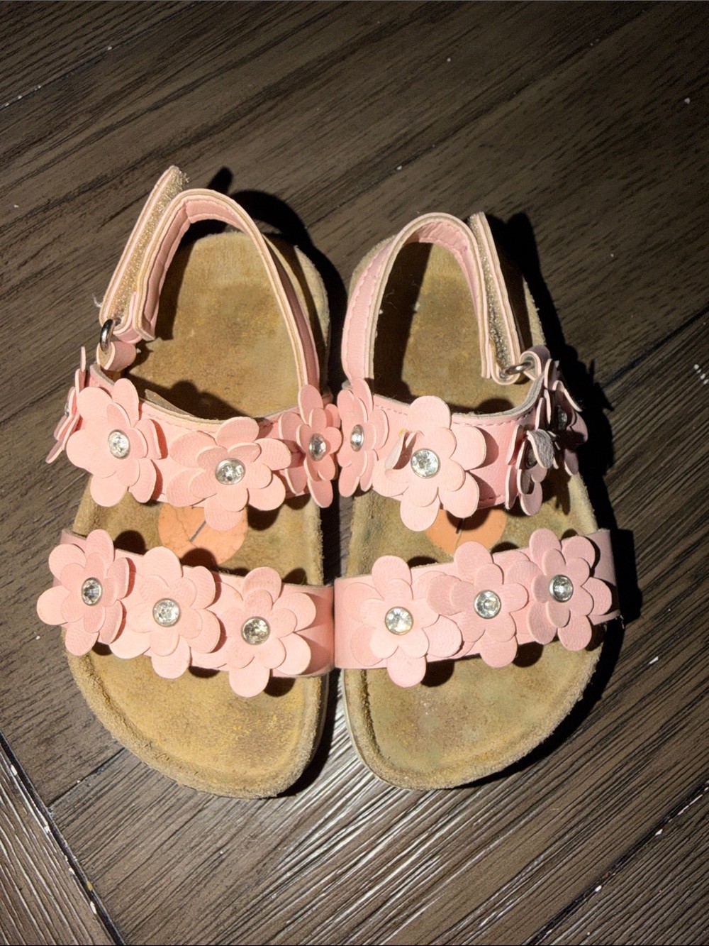 Source Unknown Pink Floral Gem Strap Sandals