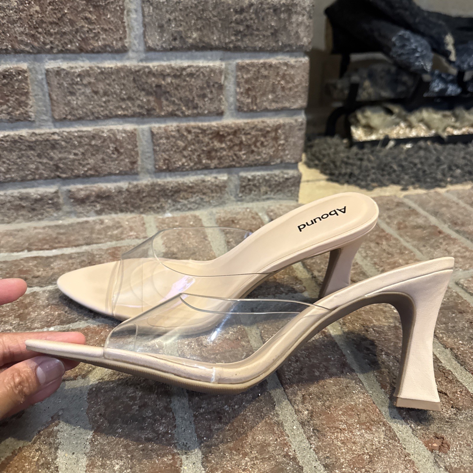 Abound Alana Block Heel Slide Sandals Open Toe Women’s Clear BeigeCream Size 10M