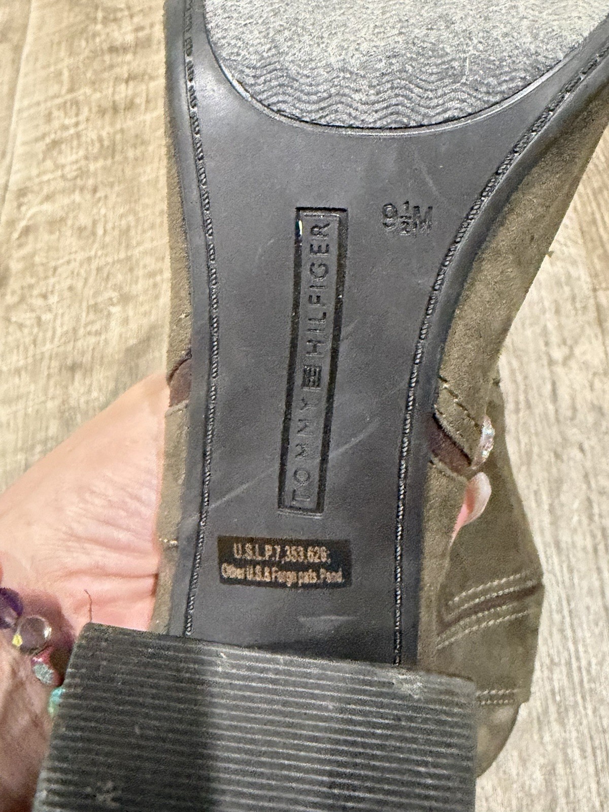 Tommy Hilfiger Womens Shootie Relita2 Open Toe Casual Olive Green 9.5M