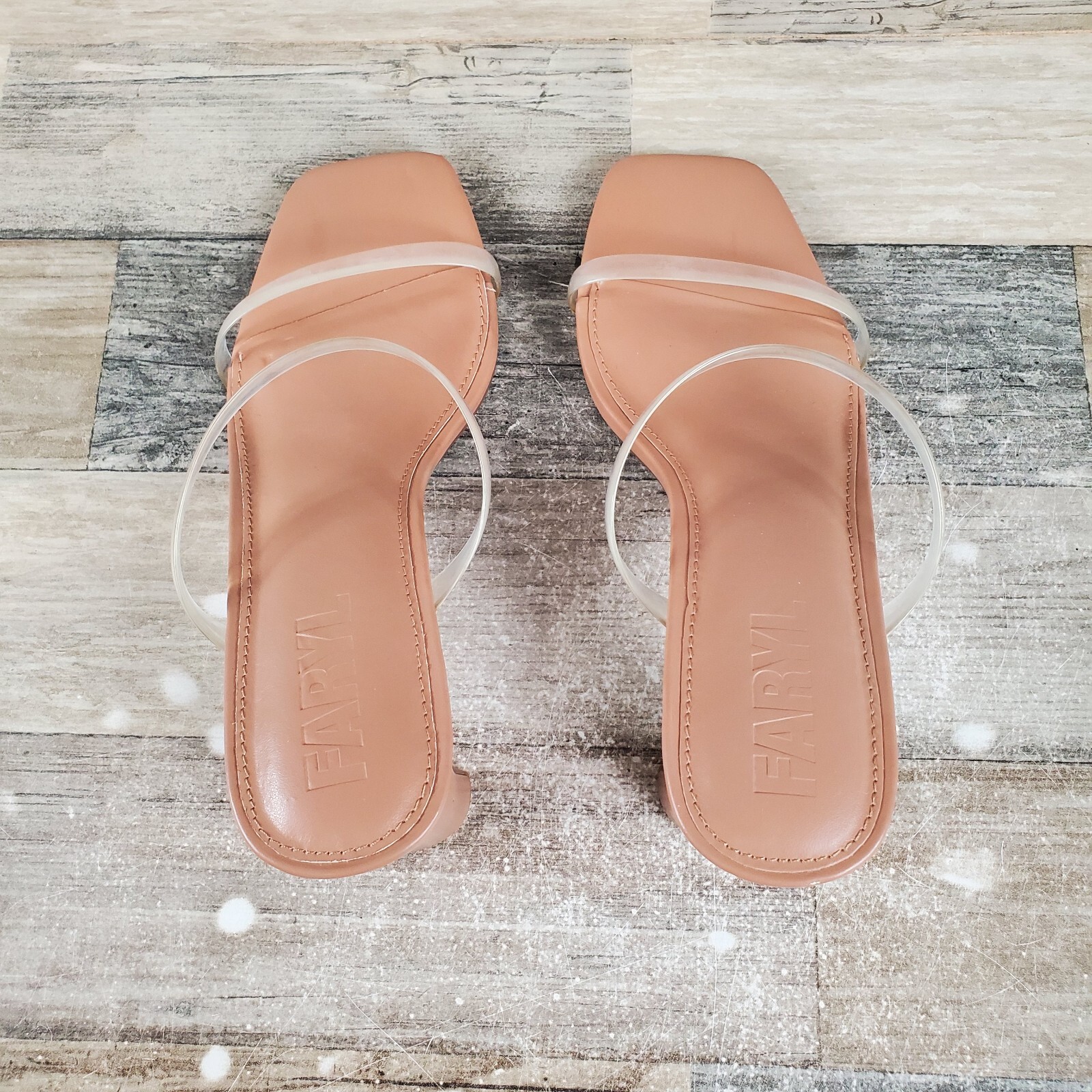 Faryl by Farylrobin Analisa Womens Sandal Sz 8 Clear Open Toe Slip-On Block Heel