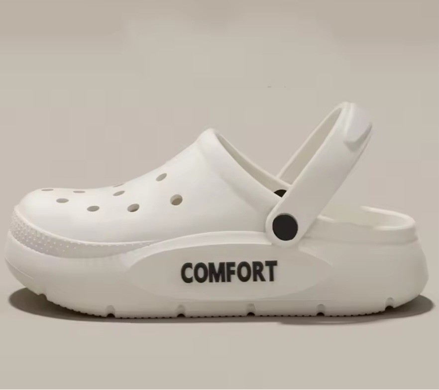 Unisex Outdoor Clogs Black/White Lightweight Breathable Slip On Slippers