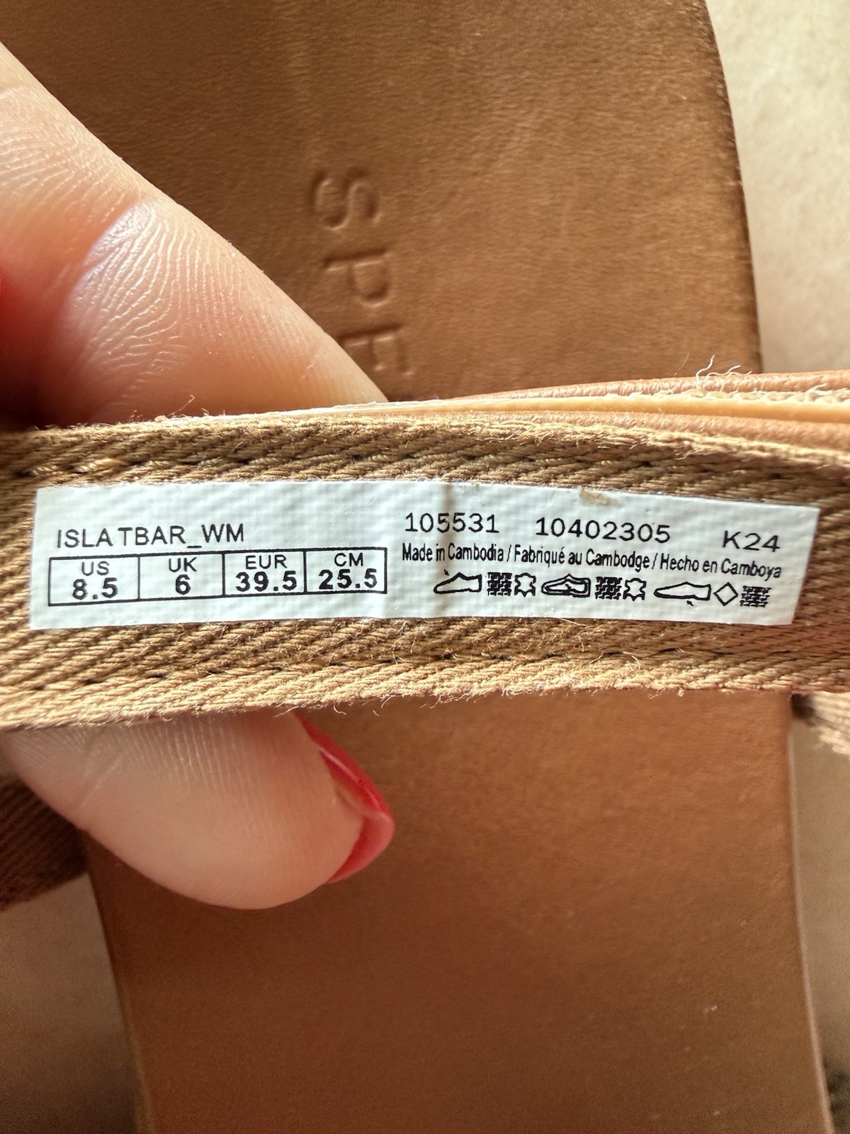 Sperry Isla T Bar Sandals Size 8.5 Red Rope