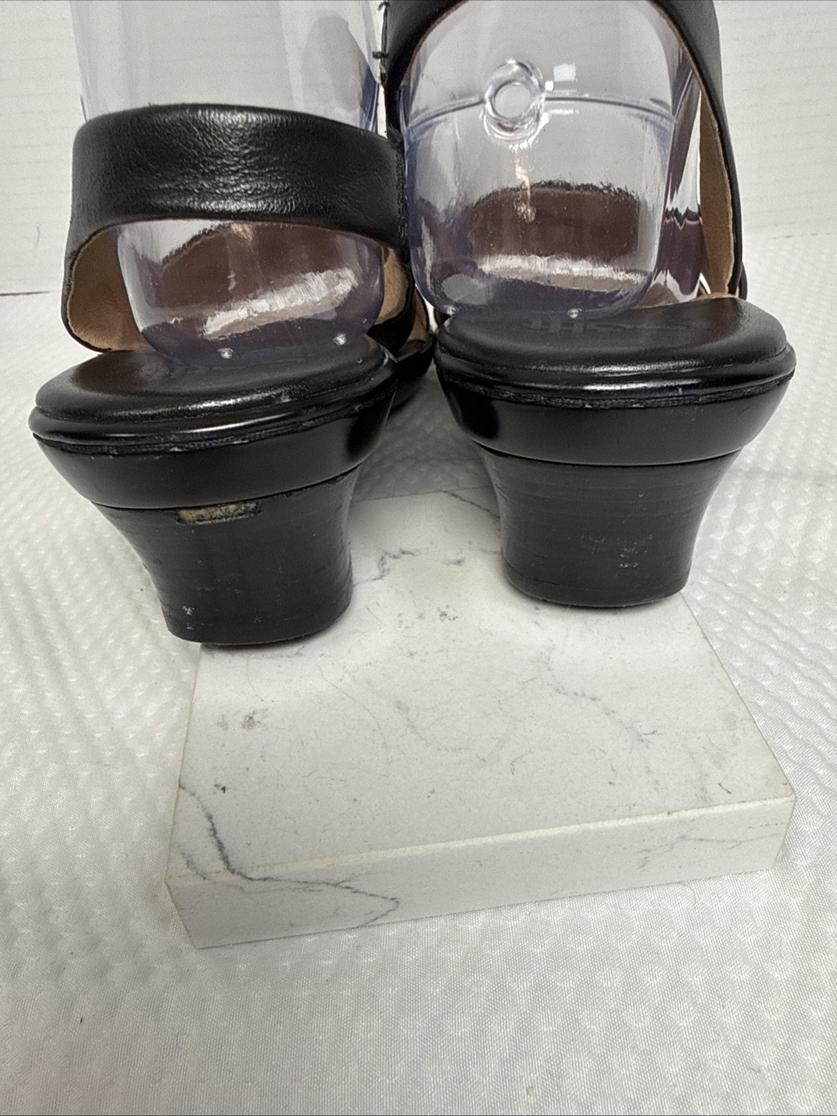 Sofft Angelina Slingback Sandals 7M Black Leather 1.25″ Heel Comfort Shoes