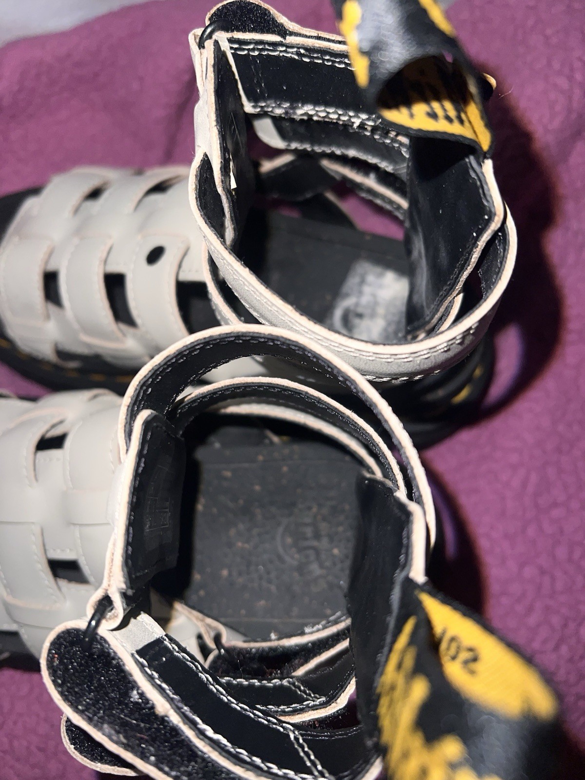 Dr. Martens Women’s Gladiator Sandals Hook & Loop Ankle Straps White/Black 6 US