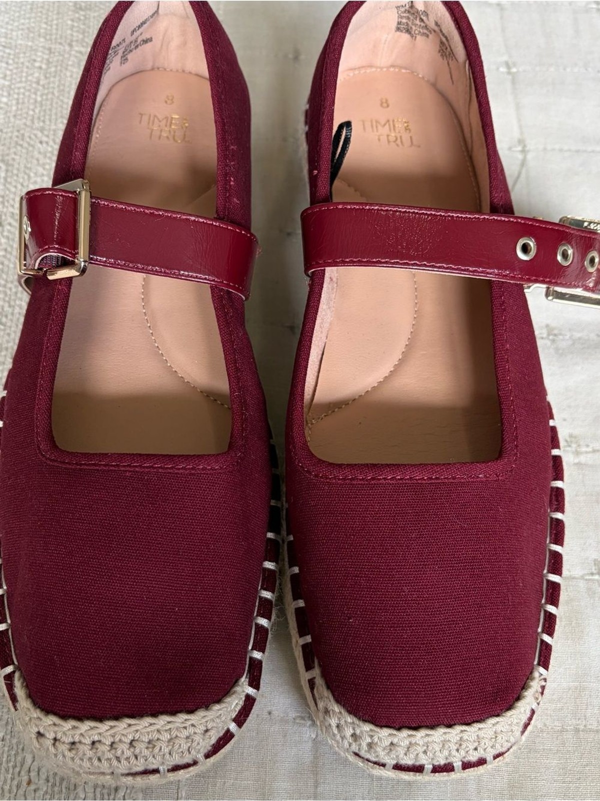 Times and tru Women’s Burgundy Mary Jane Espadrille size 8
