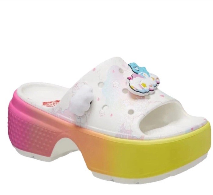 Crocs Platform Stomp Slide Care Bear Glitter Women’s Size Men’s 7 Women’s 9 NWOB