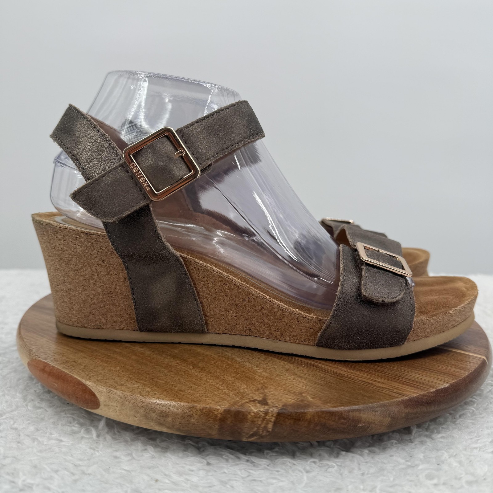 Aetrex Lexa Shoes Womens Size 10 Bronze Leather Strappy Wedge Sandals Comfort