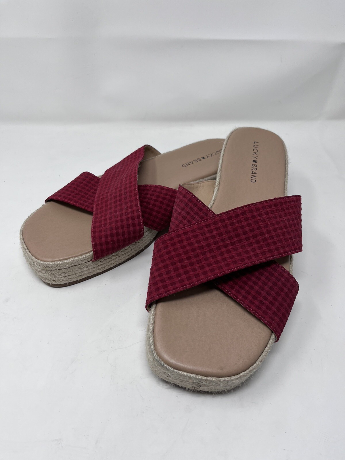 Lucky Brand Womens 11 Gayte Platform Flat Sandal 1.25″ platform Red