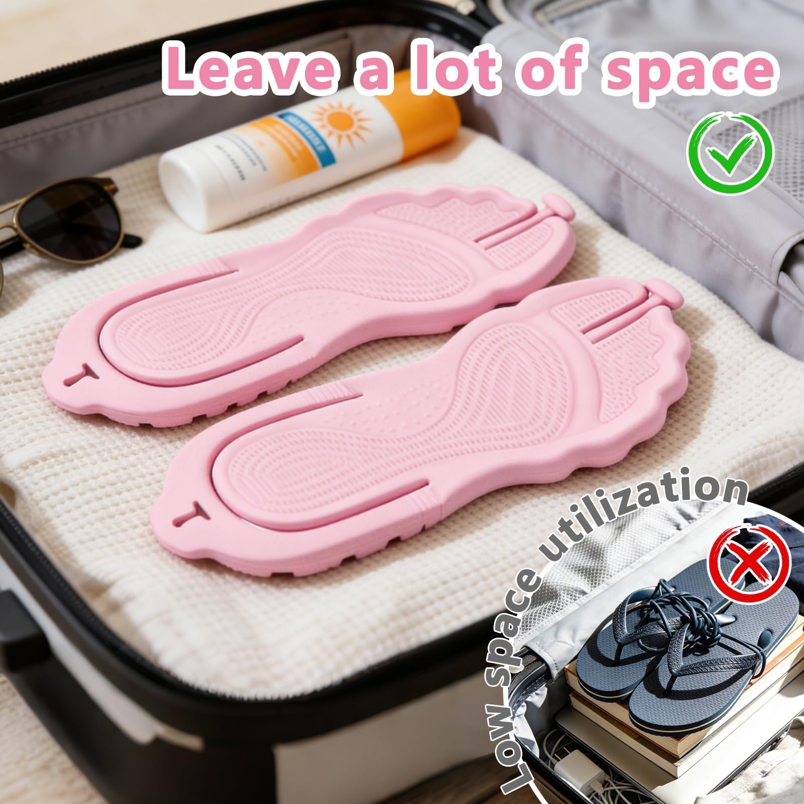 ZOORON Flip Flops for Women Men Travel Slippers Shower Shoes Foldable Bathroo…