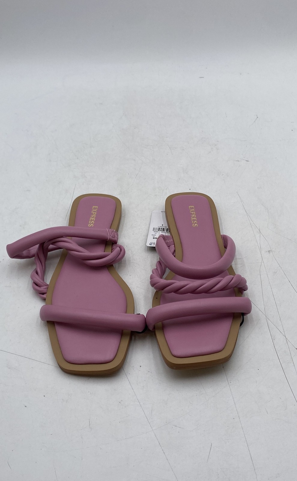 Express Womens Pink Twisted Rope Square Toe Slip-On Slide Sandals Size 8