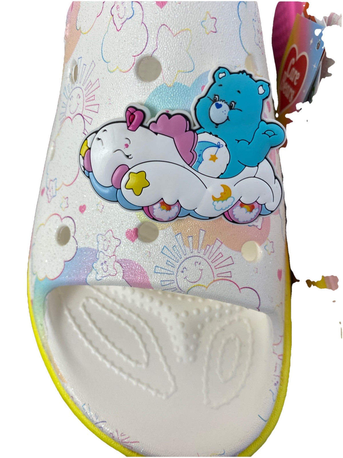 Crocs Platform Stomp Slide Care Bear Glitter Women’s Size Men’s 7 Women’s 9 NWOB