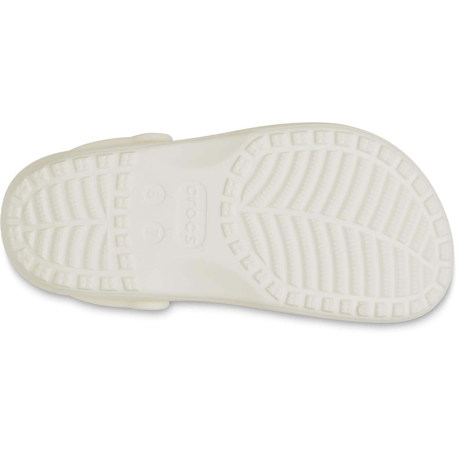 Crocs Womens’ Classic Clogs with Floral Cut Out Design Slippers – Chalk