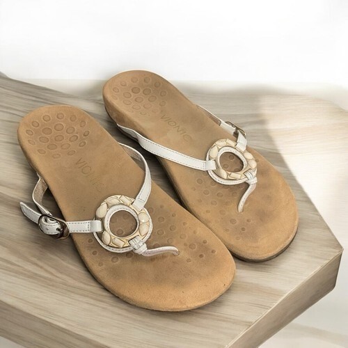 Vionic Karina White Adjustable Strap Thong Flip Flop Sandal Women 8 China