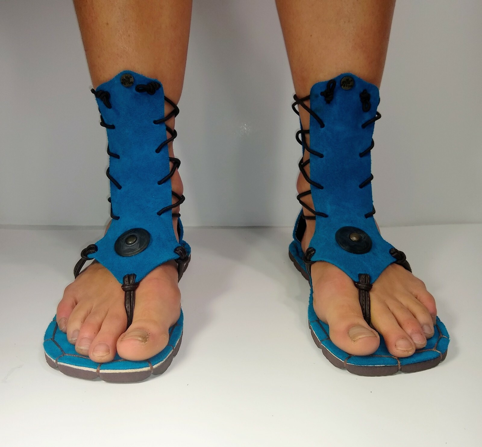WOMEN TURQUOISE LEATHER HANDMADE ANKLE- STRAPS 6, 7, 8, 9, 10, 11, 12