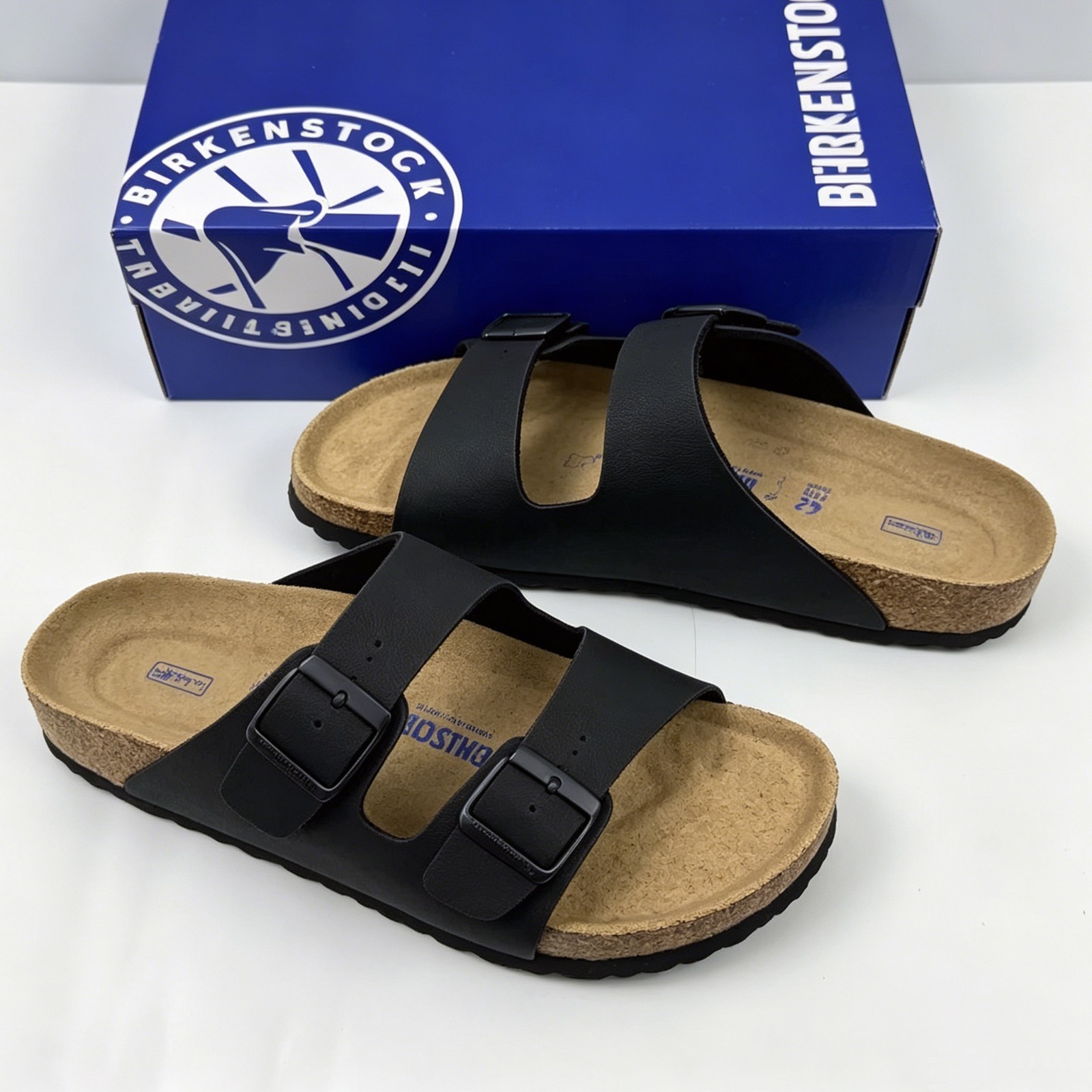 New Birkenstock Arizona Soft Footbed Birko-Flor Unisex Black Shoes US6-11