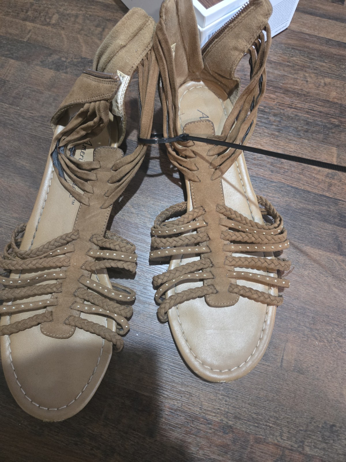 Brown Suede Gladiator Zip Strappy Sandals for Women Casual Spring Summer
