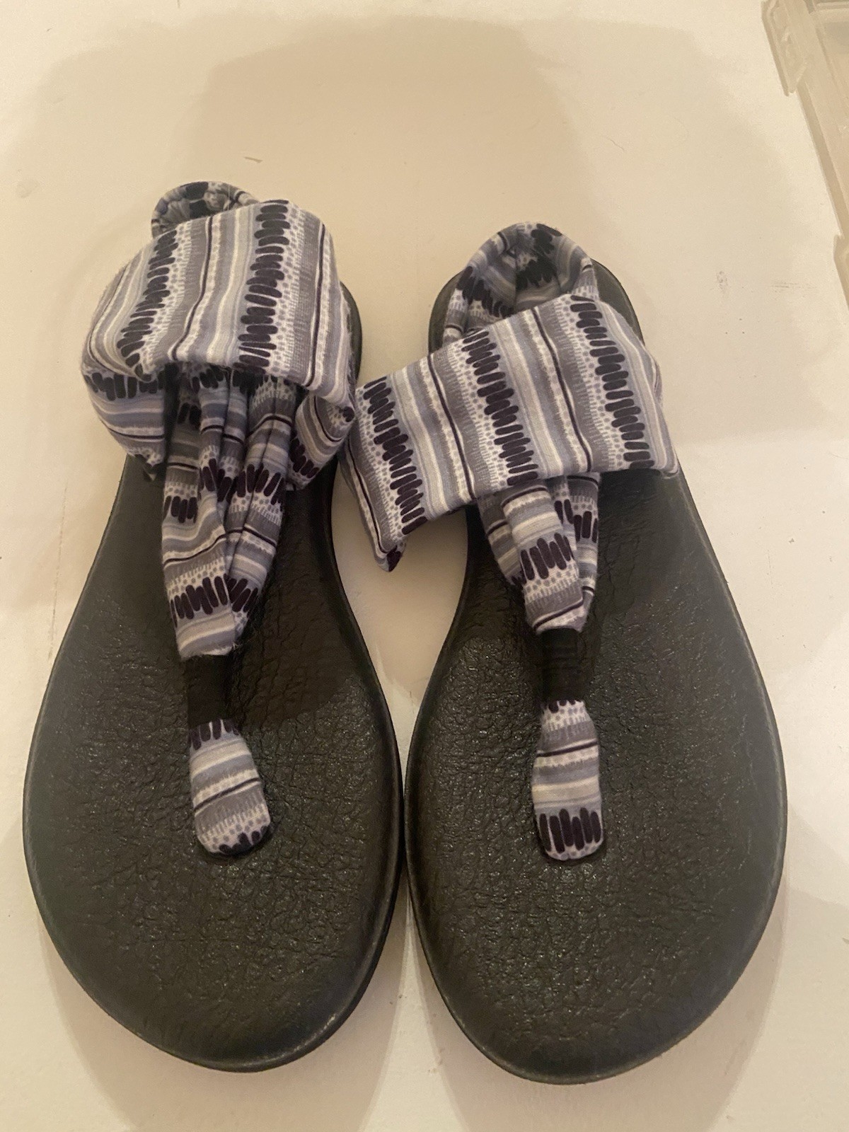 Sanuk Women’s Yoga Sling 7 Sandals Black White Sonoma Stripe 1018955 Print Soft