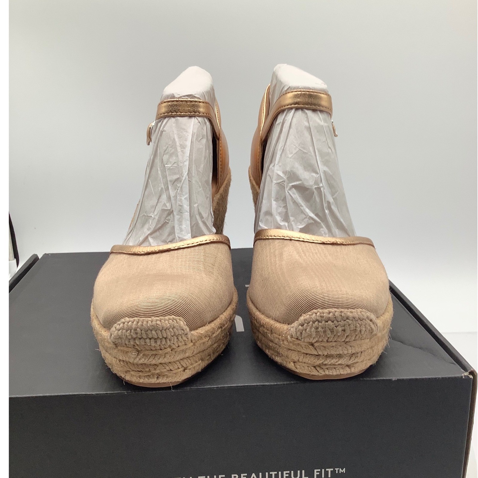 Naturalizer Bianca Bronze Fabric Espadrille Wedge Sandals Womens 9.5 M New Box