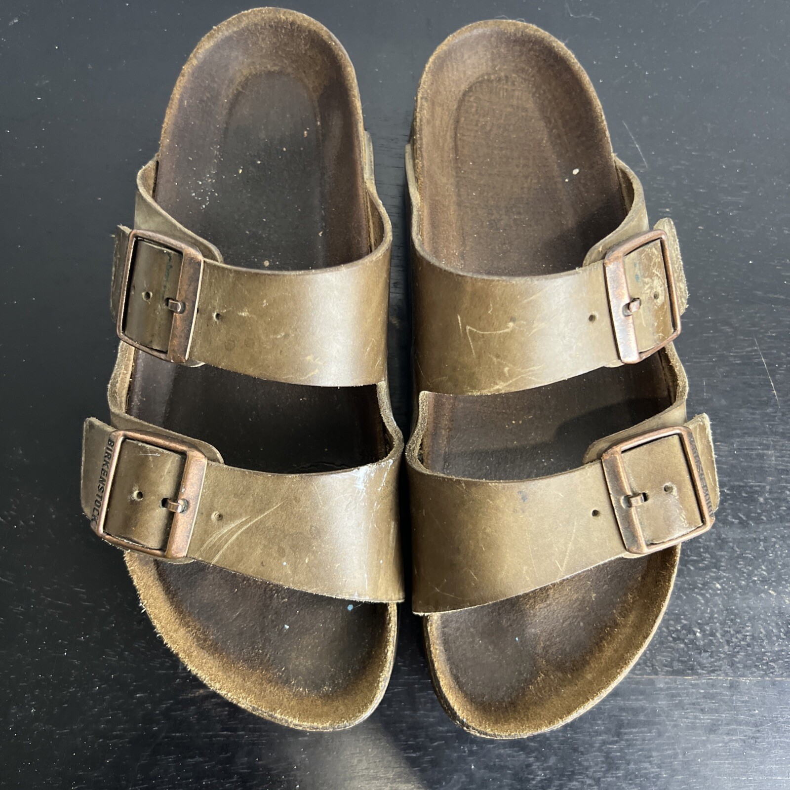 Birkenstock Women’s Size UNKNOWN 2 Strap Size Was Worn Off Dim 10 1/2” SEE DESC.