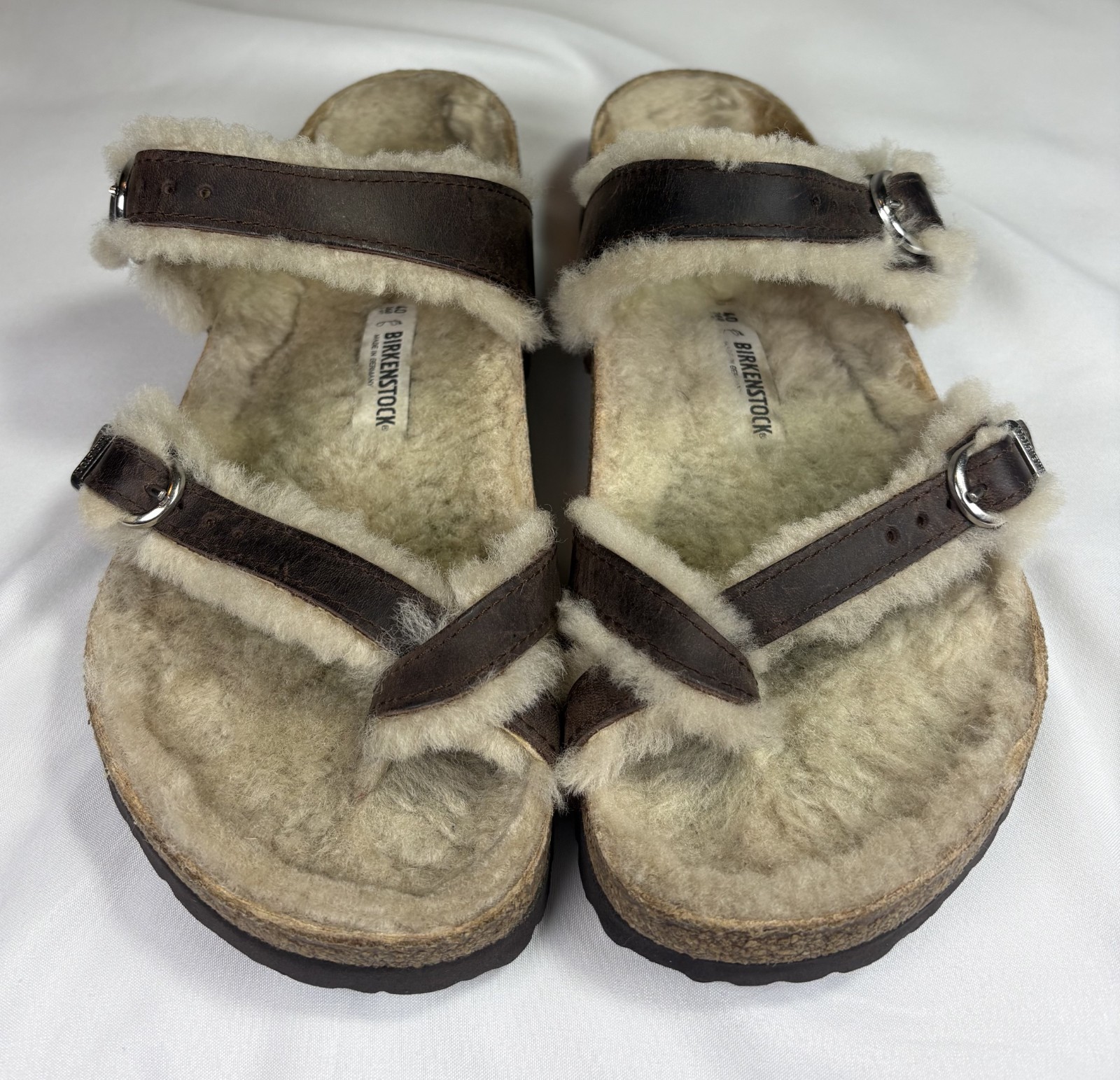 Birkenstock Mayari Shearling Brown Leather Sandals EU 40 US 9 Women’s