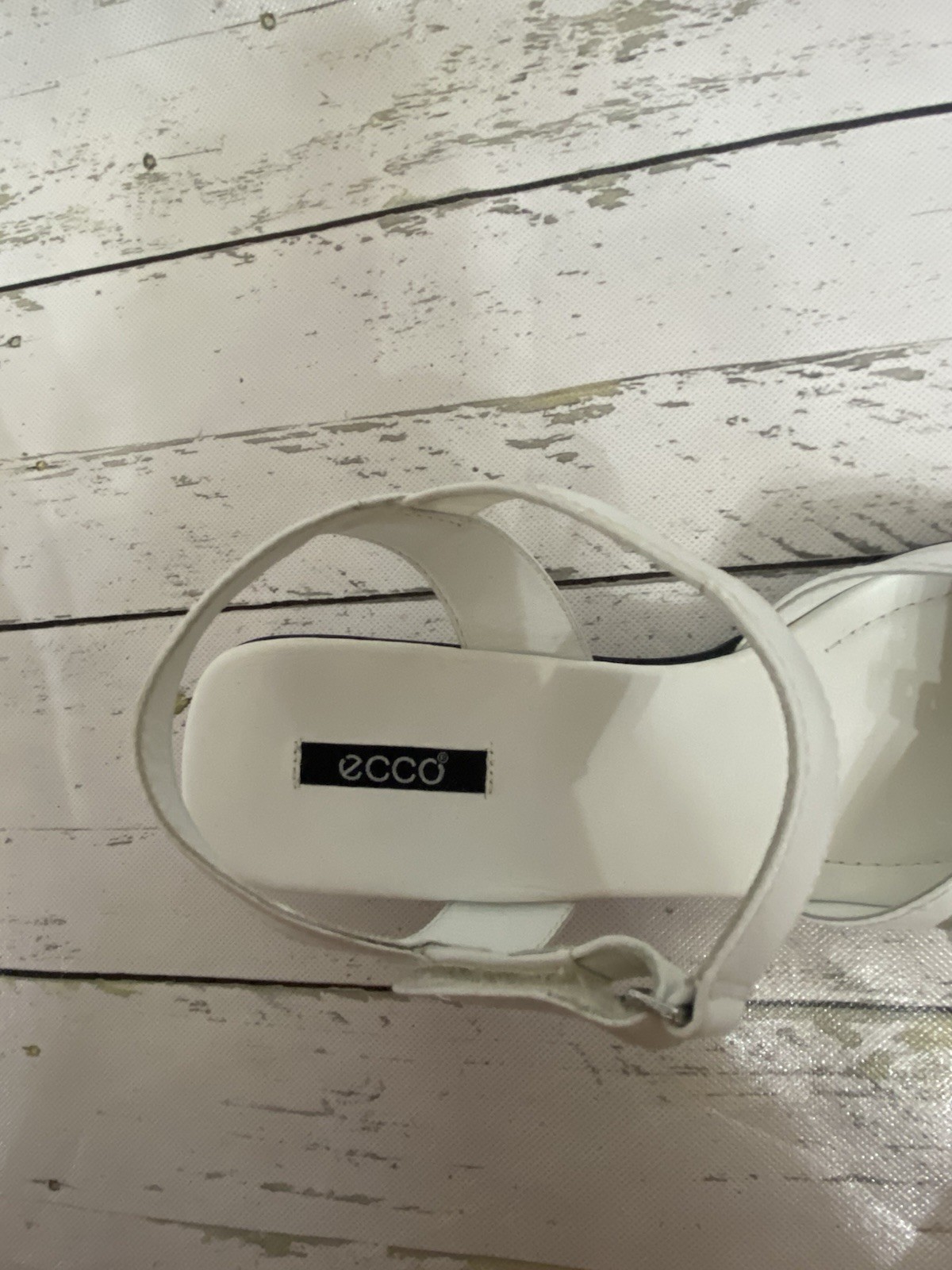 ECCO Womens US 10 – 10.5 EU 41 Wedge Sandals Adjustable Hook & Loop Strap White