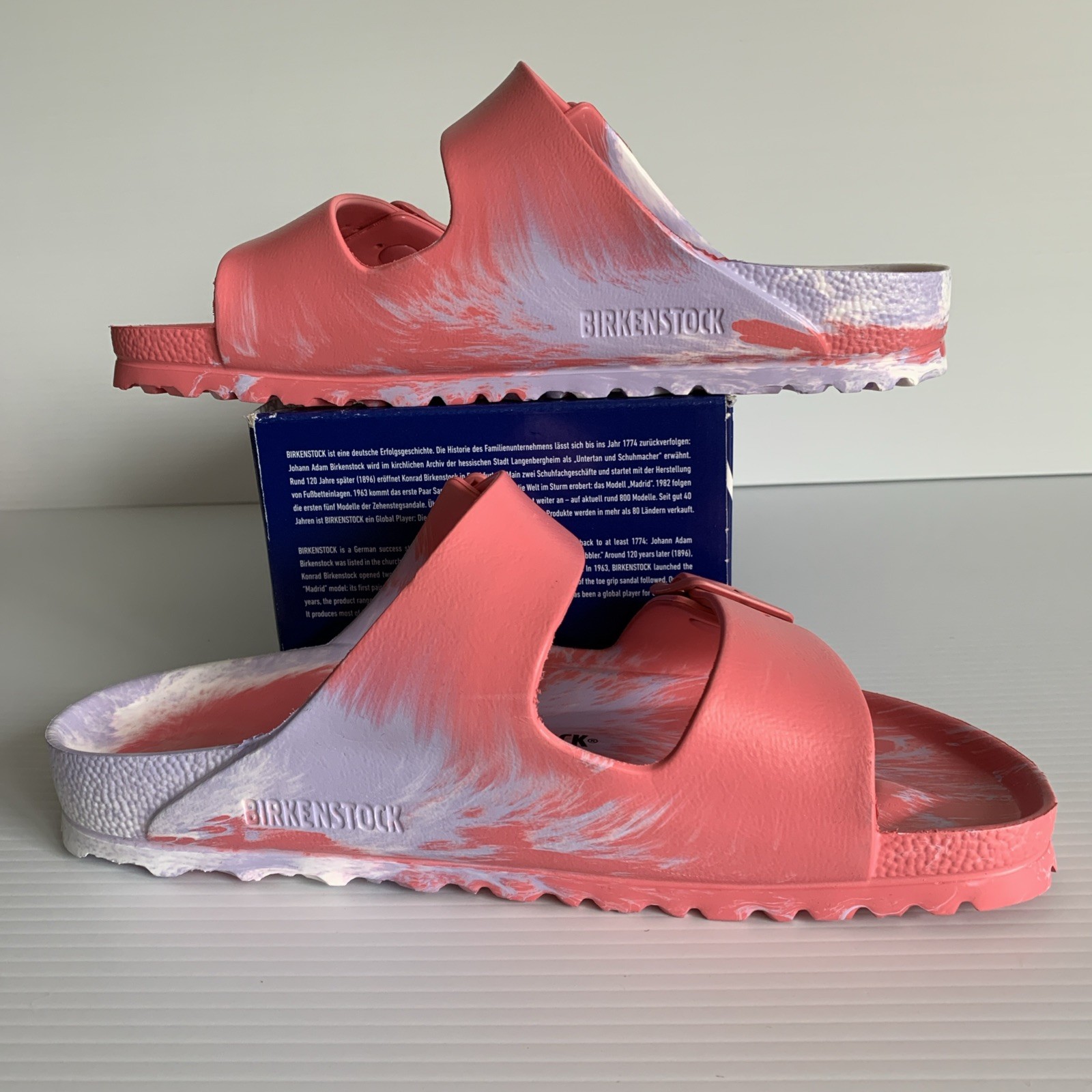 New Birkenstock Arizona EVA Watermelon Purple Fog Ladies Sz 8; 39 Slides Sandals