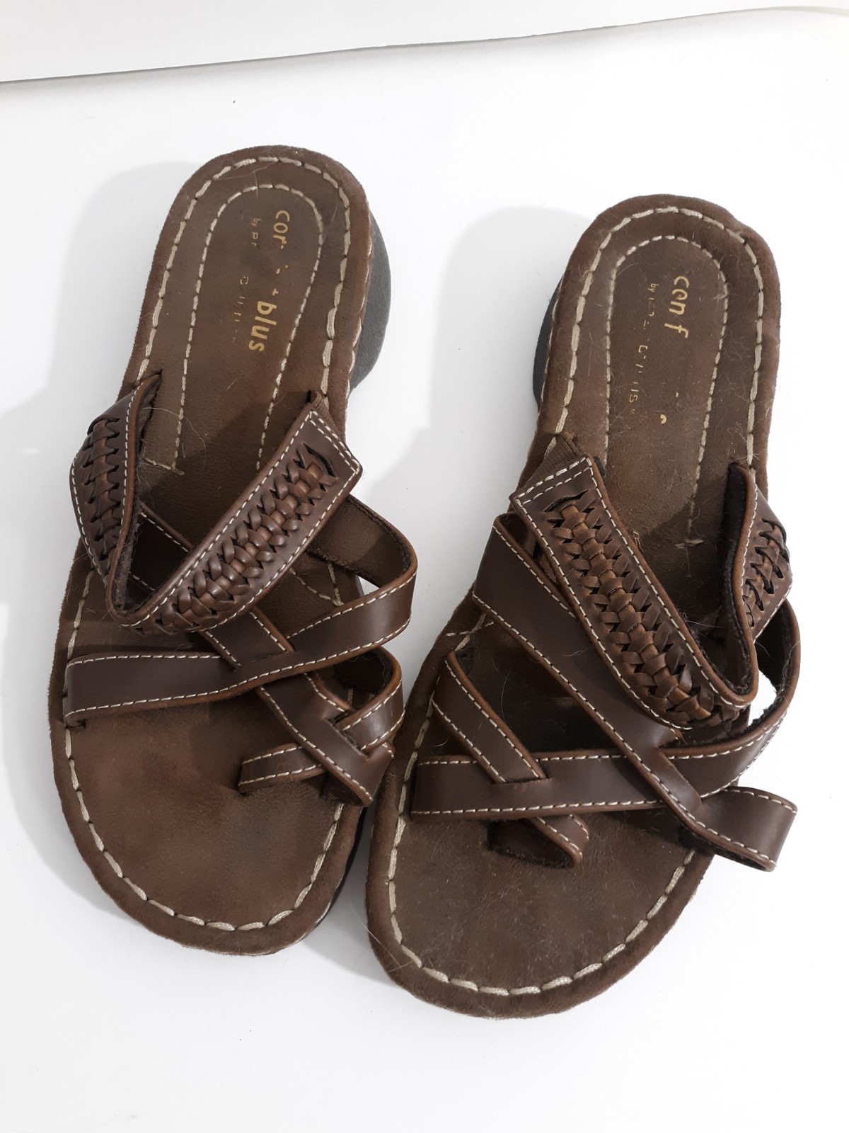 Comfort Plus By Predictions Brown Strappy Slides Size 10