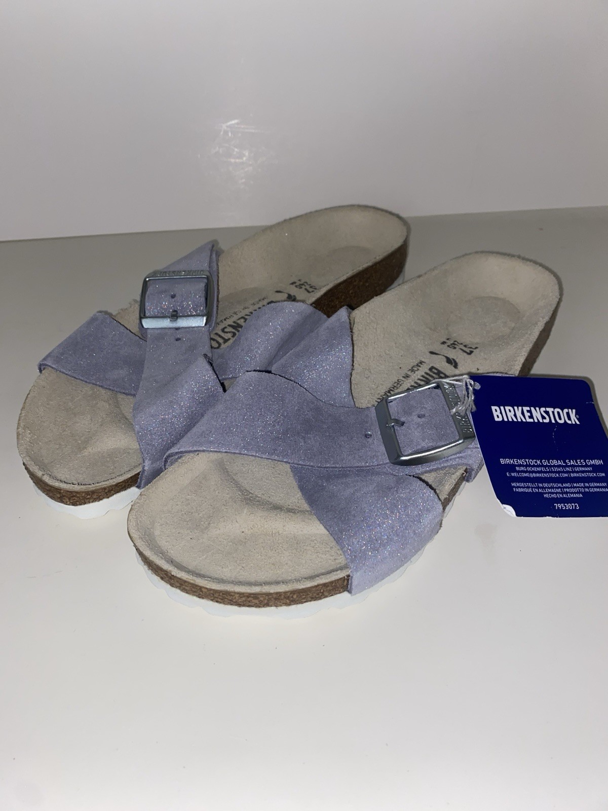 Brand New BIRKENSTOCK Siena Shimmery Purple Fog Suede Leather Sz 37 – with tags