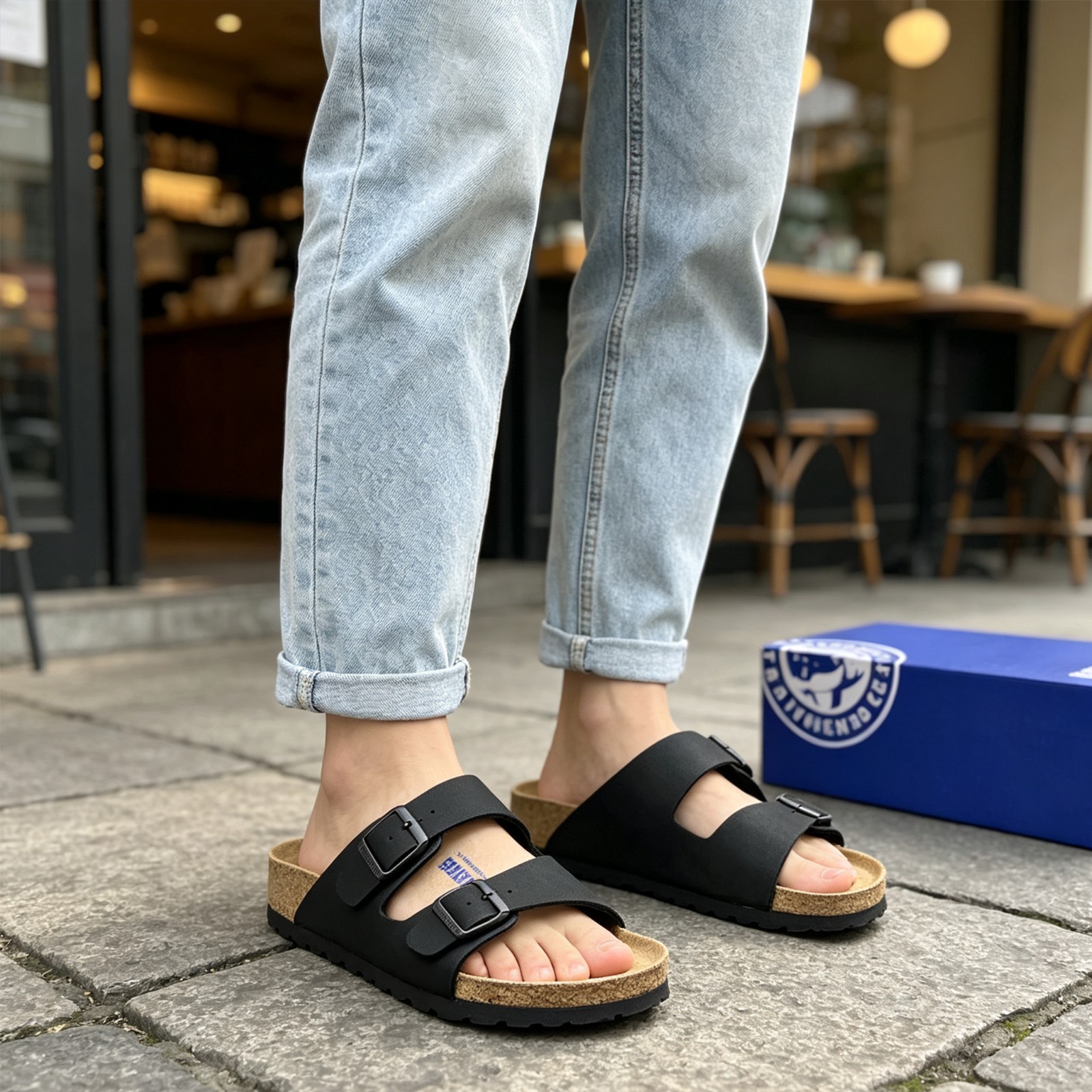 New Birkenstock Arizona Soft Footbed Birko-Flor Unisex Black Shoes US6-11