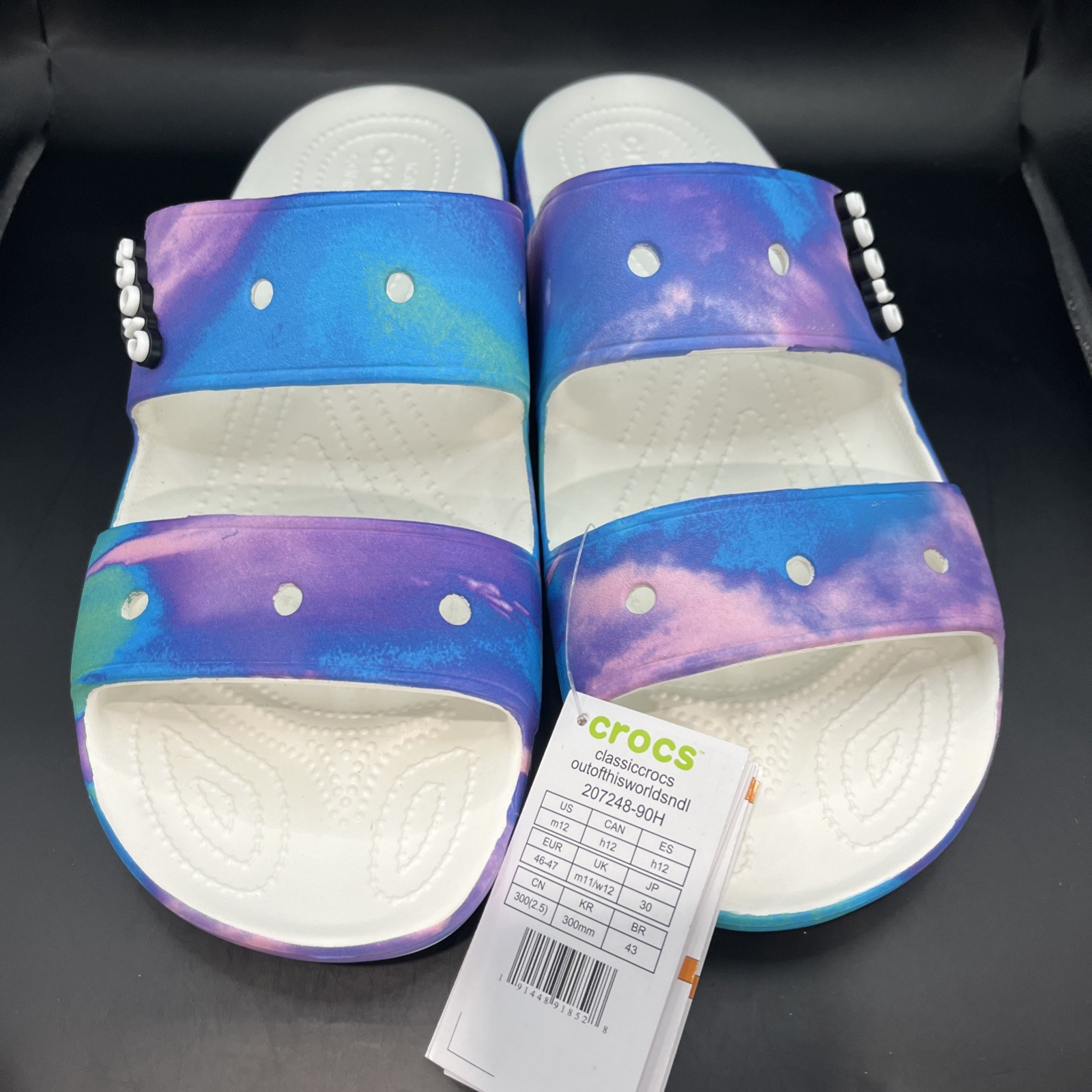 NEW Crocs Classic Crocs Solarized Sandals White Blue Purple Men’s 12