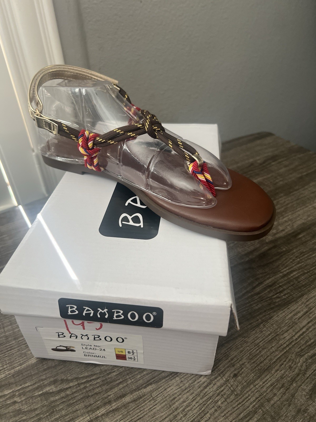 Bamboo Women’s Brown/Multicolor Colorblock Strappy Ankle Strap Sandals 8.5