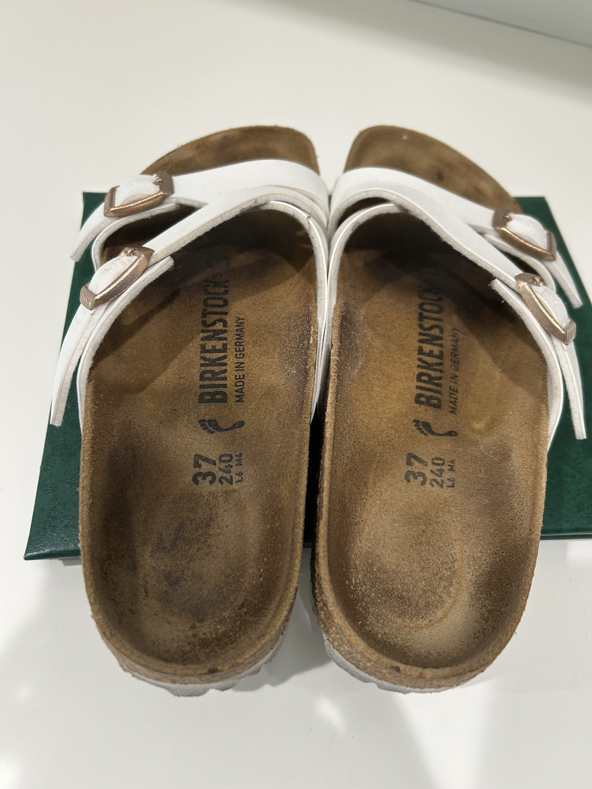 Birkenstock White With Gold, Buckle, Sandal, Size 37
