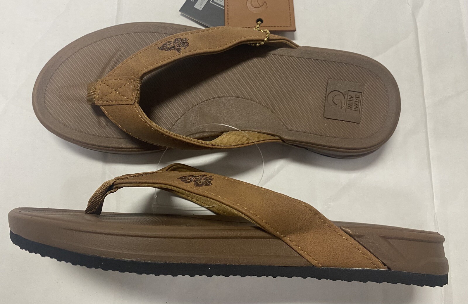 New Wave Embroidered Hibiscus Women’s 5 6 7 8 9 10 Flip Flops Sandals Surf