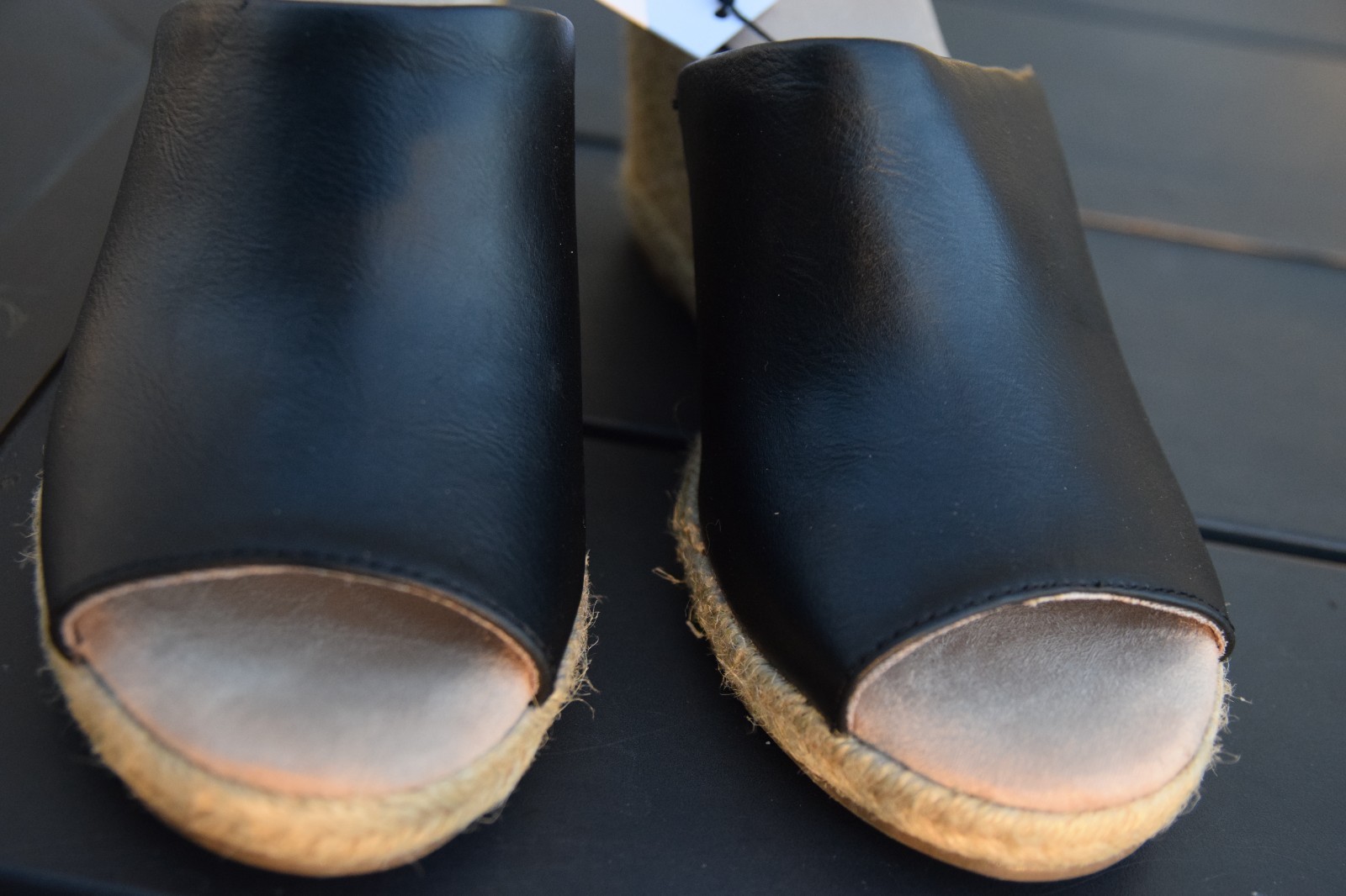 Sonoma Black Wedge Sandals 3.75 Inch Heel Sz 7 M
