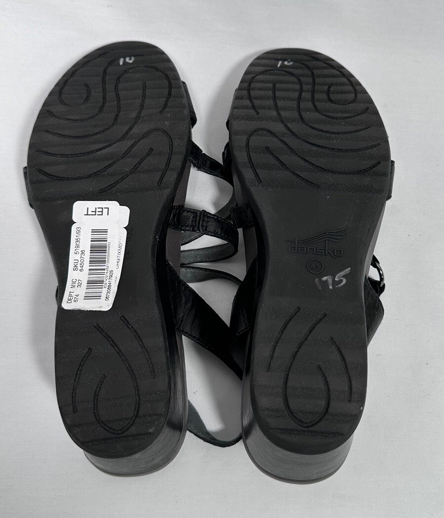 Dansko Women Shoes Sandals Wedges EU 41/ US 10-10.5 Strappy Leather Black $175