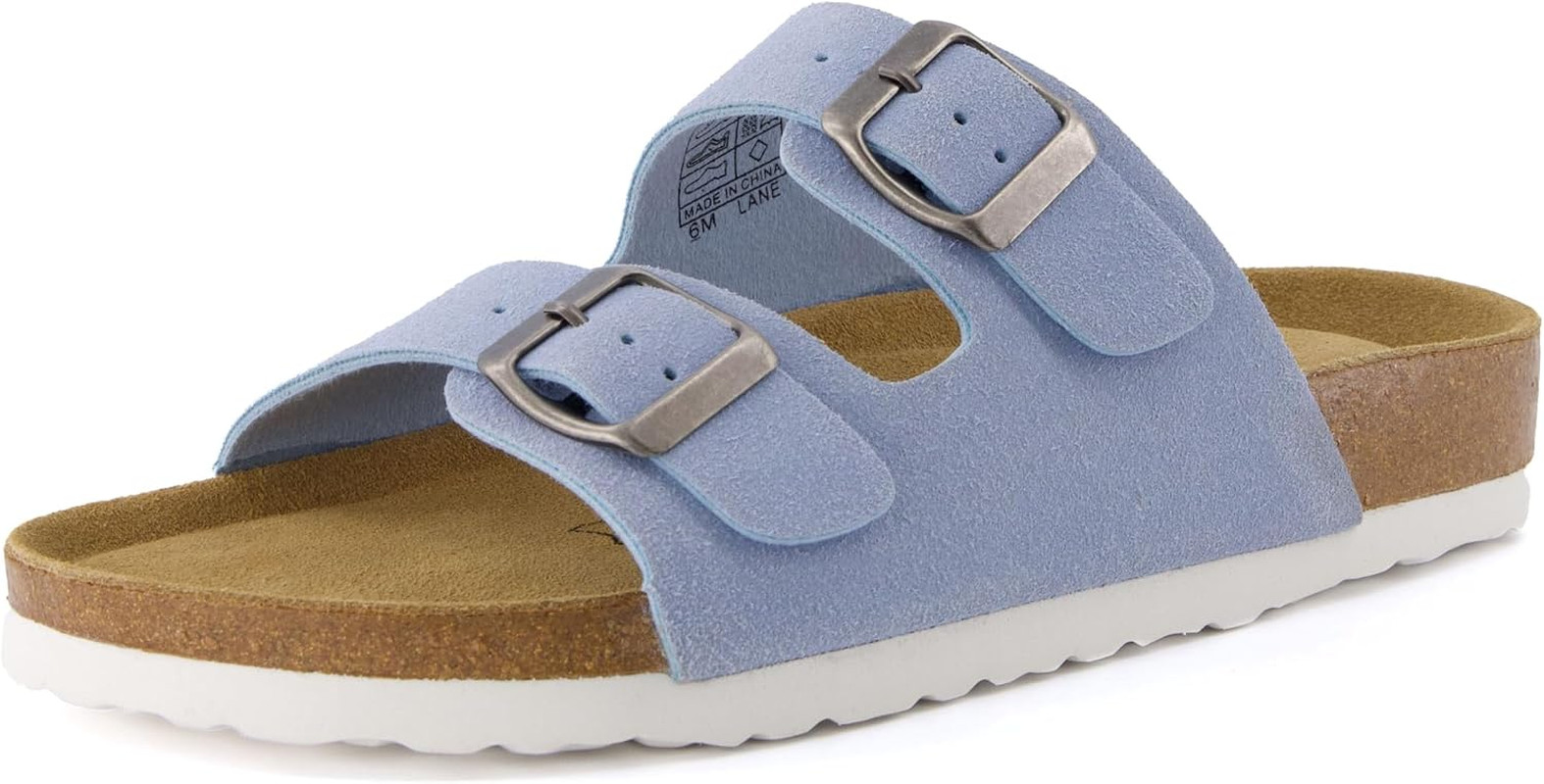 Lane Cork Footbed Womens Sandals Comfortable Double Buckle Slip on Sandals for W