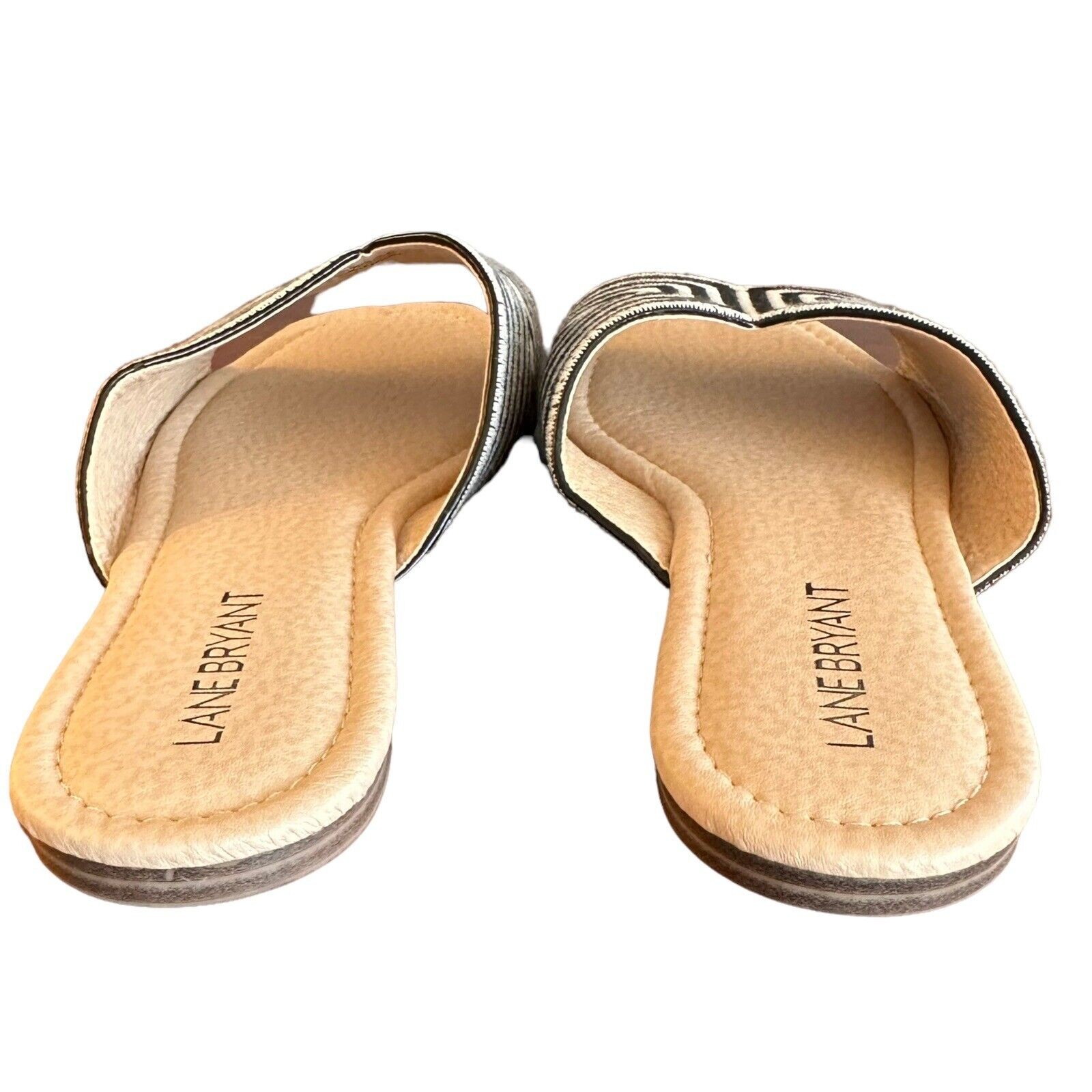 NWOT Lane Bryant Coastal Stripe Textile Slide Black White Slip On – Size 8.5W