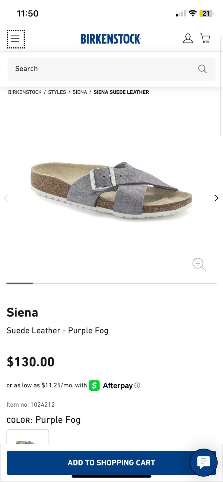Brand New BIRKENSTOCK Siena Shimmery Purple Fog Suede Leather Sz 37 – with tags