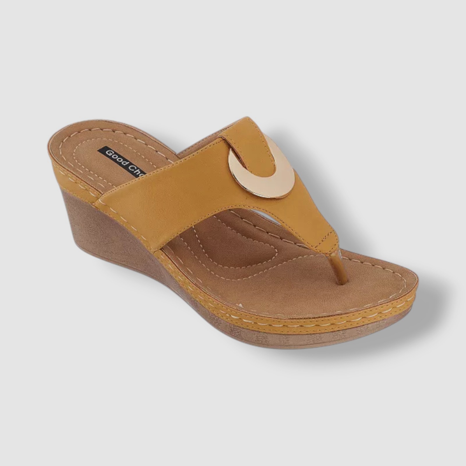 Good Choice Women’s Yellow Genelle Thong Wedge Sandals Shoes Size 6