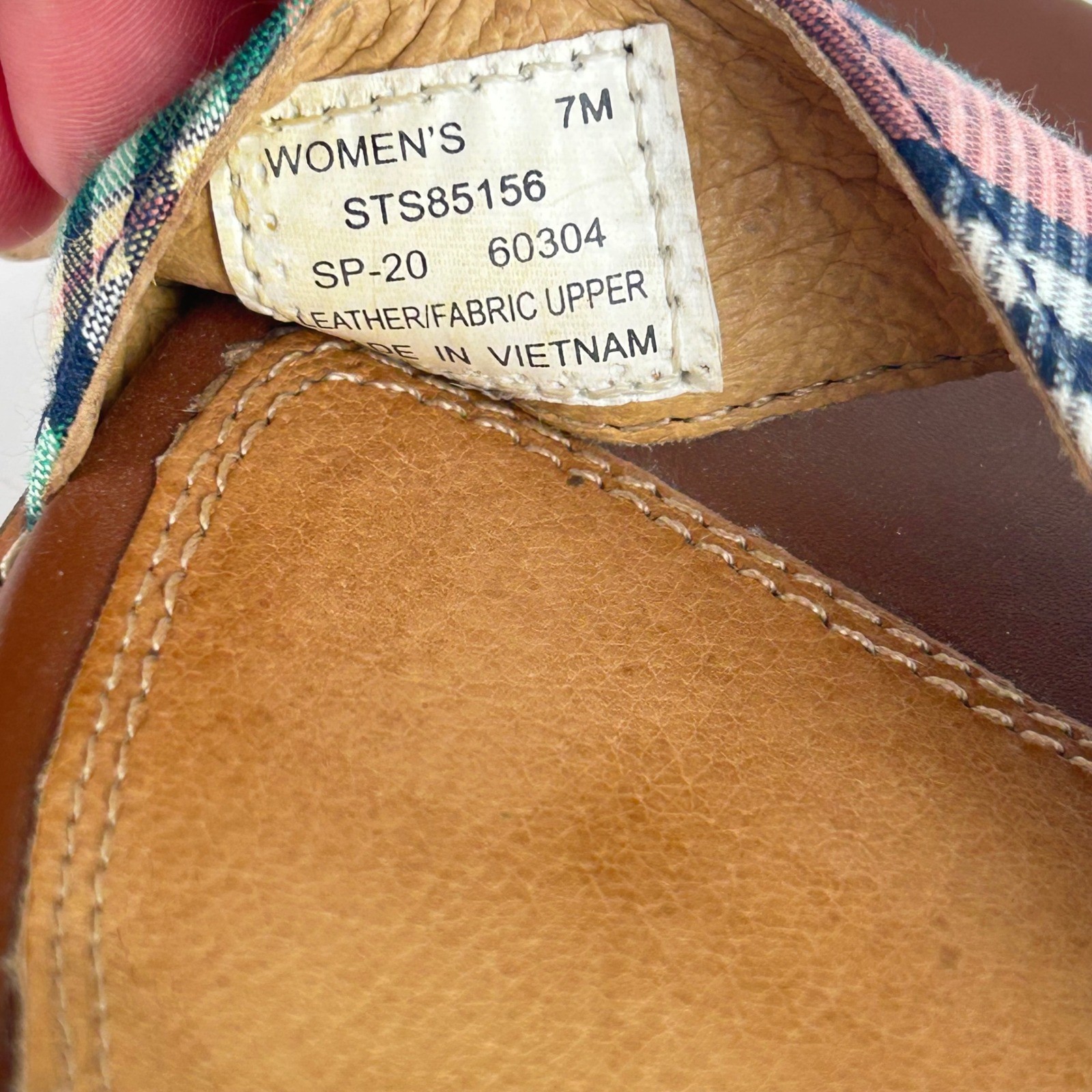 Sperry Top-Sider Rare Sample Womens 7M Plaid Leather Block Heel Sandals Brown
