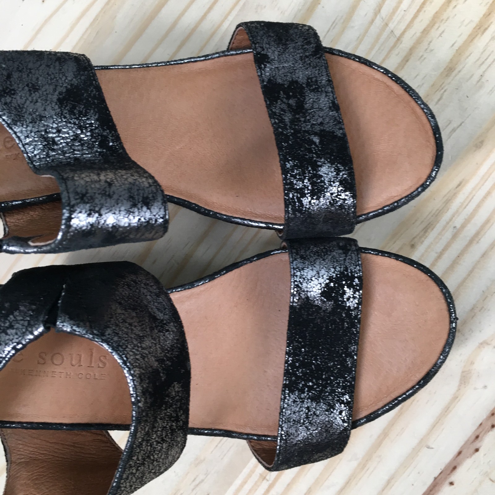 Gentle Souls Sandals Womens 5.5M Juniper Berry Casual Slingback Wedge Black Gray