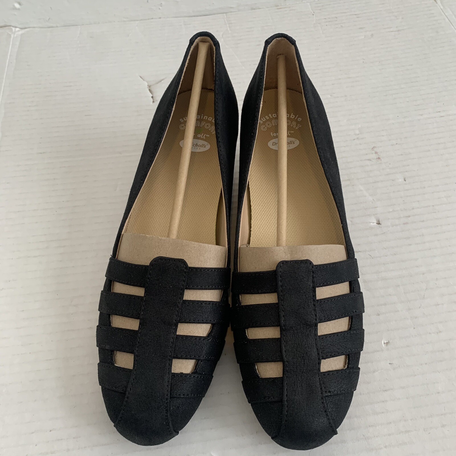 Dr Scholls Be Free Women’s 9 Sandals Wedge Heels Black Basket Weave Comfort NEW