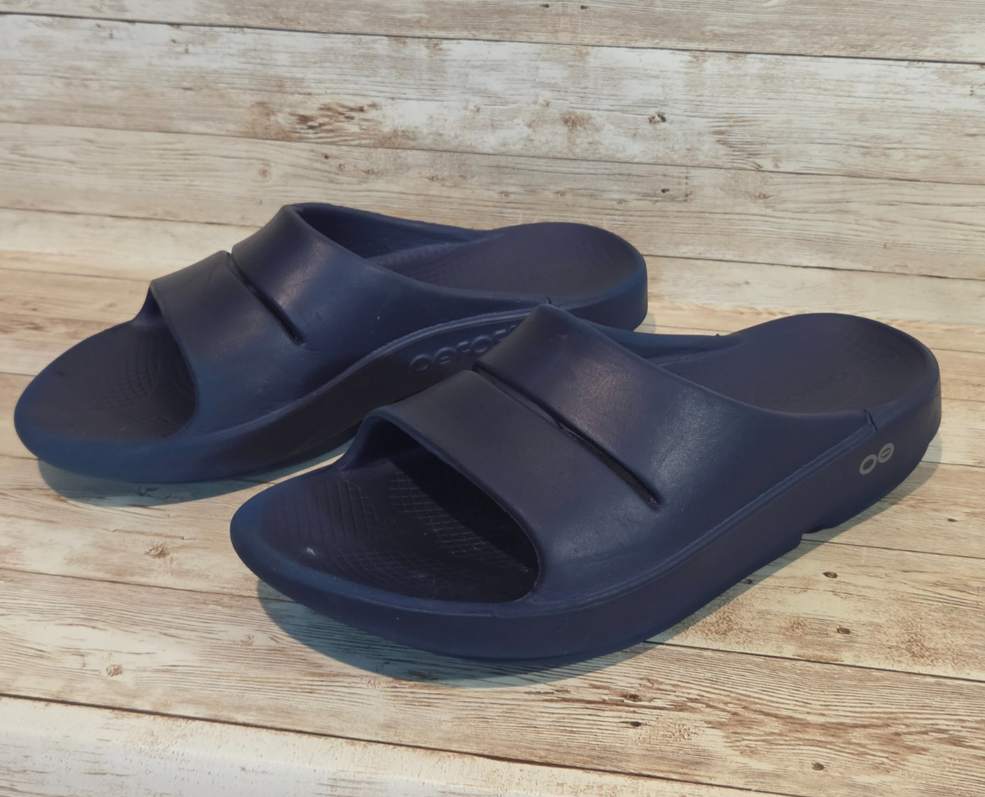 OOFOS Ooahh Sport Navy Slide Sandals Men 6 Women 8